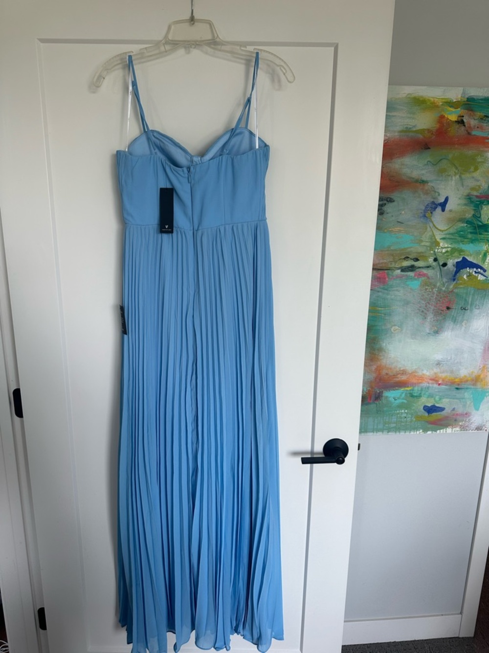 Lulu's Light Blue Pleated Sweetheart Maxi Dress - Picture 3 of 7